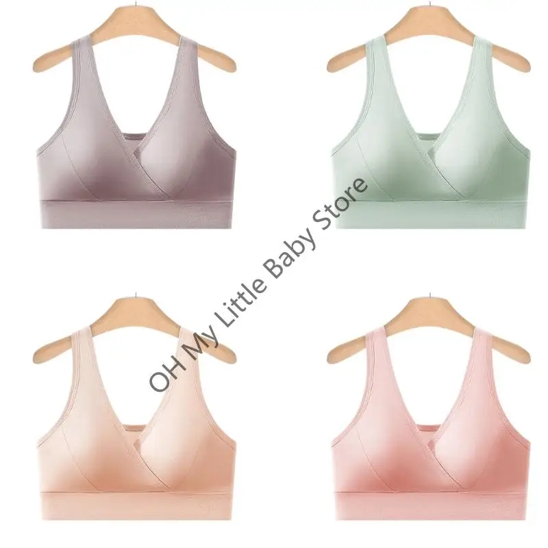 M76C Camisola ligera maternidad para lactancia, ropa interior lactancia viscosa suave, Bralette con diseño fácil