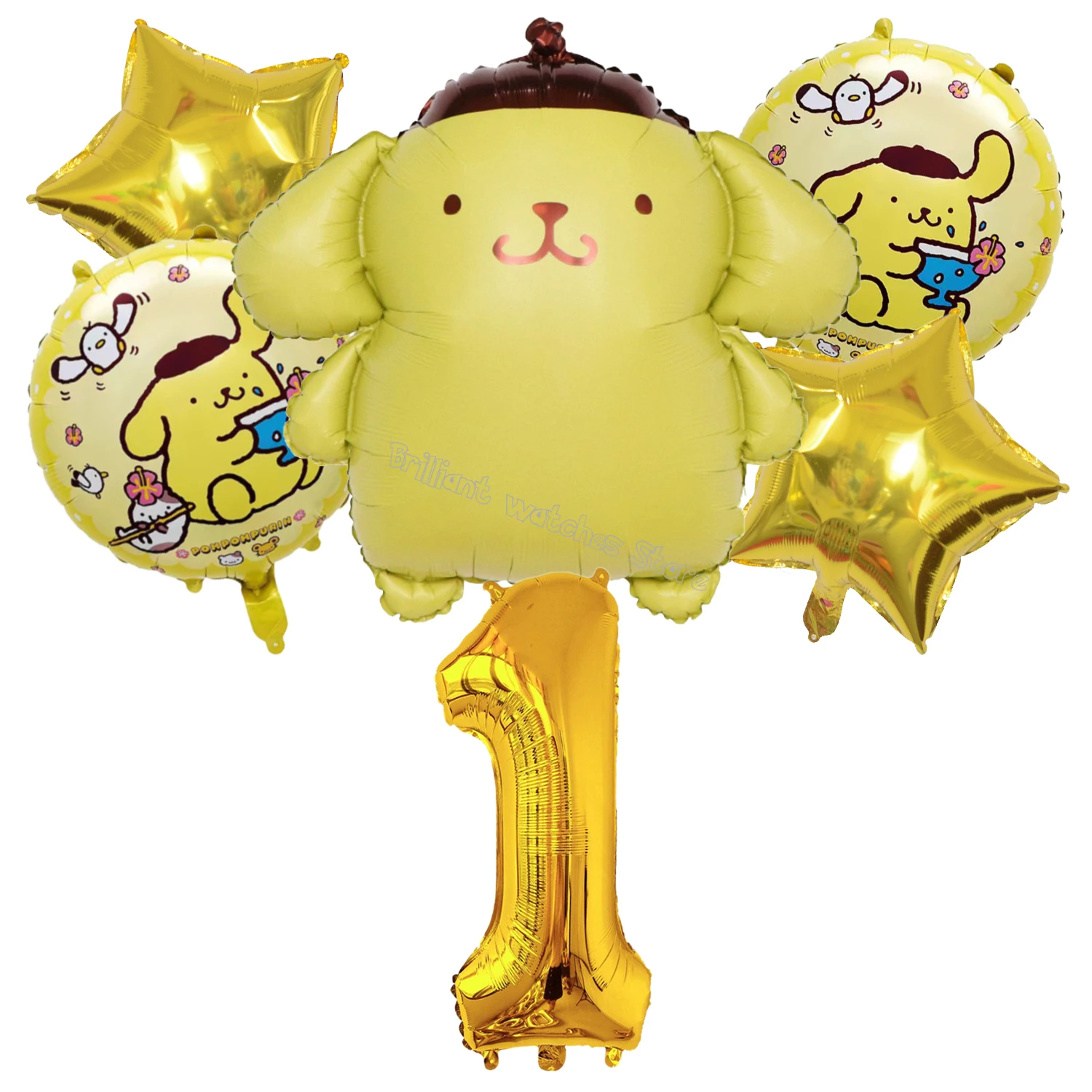 Juego de globos de cumpleaños Pompompurin, globo decorativo de papel de aluminio para perro Purin, globos con números, accesorios de decoración para fiesta de dibujos animados, regalo - imagen 4