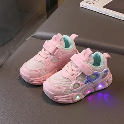 Zapato deportivo de ocio para niños Otoño Invierno 2025, nuevos zapatos planos iluminados para bebés, zapatos Retro antideslizantes transpirables para correr para niños