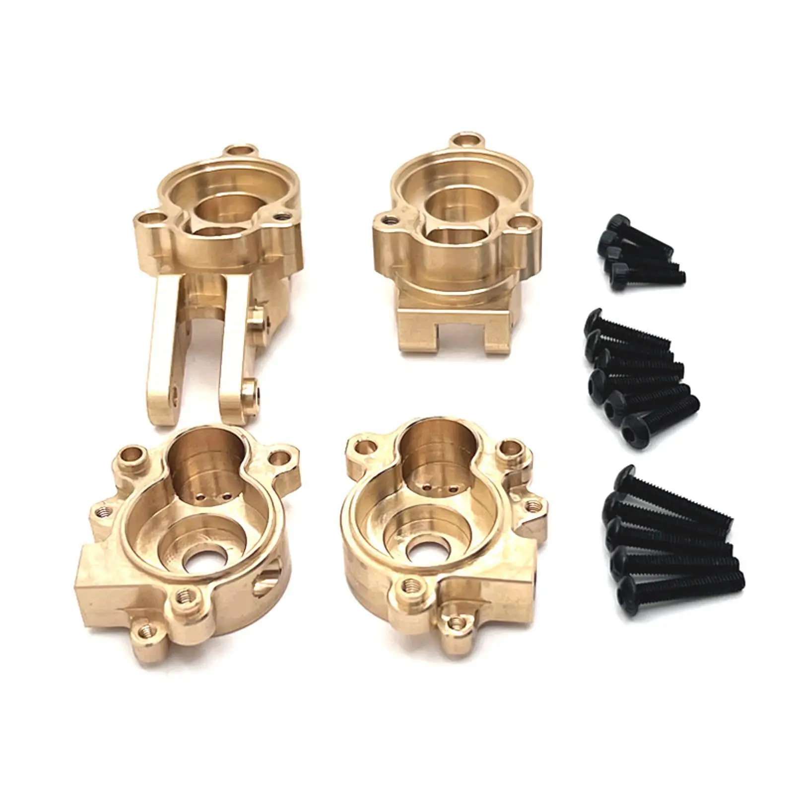 4Pcs 1/10 Rear Steering Knuckles and Gear Cover Brass Rear Steering Cup Upgrade for Yk4106 Trucks RC Hobby Car Model Accessories