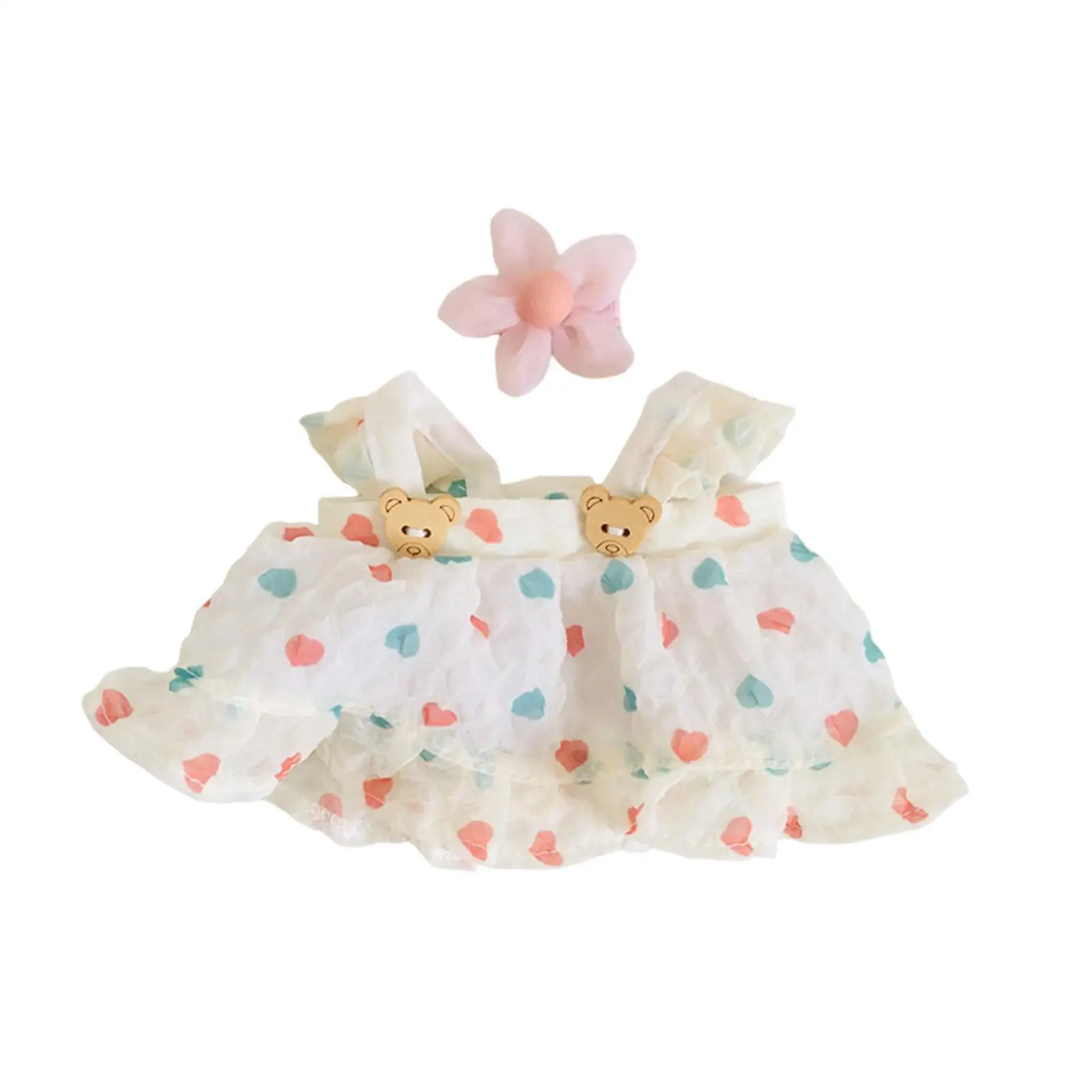 2x Dolls Princess Dress with Flower Hairpin, Outfits Accessory for 20cm Dolls Dress up Thanksgiving Gifts