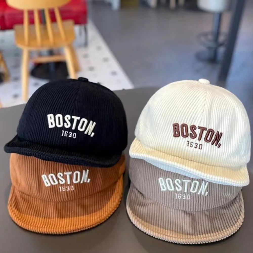 Gorra de pana con diseño bordado para niños, gorra de pico de pato transpirable de Color sólido para bebé, gorra de béisbol ligera ajustable - imagen 3