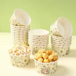 Cuenco de papel desechable con forma de huevo de conejito de Pascua, decoración de mesa para el hogar, decoración de fiesta de dibujos animados, recuerdo para niños, suministros para fiesta de Pascua, 2025