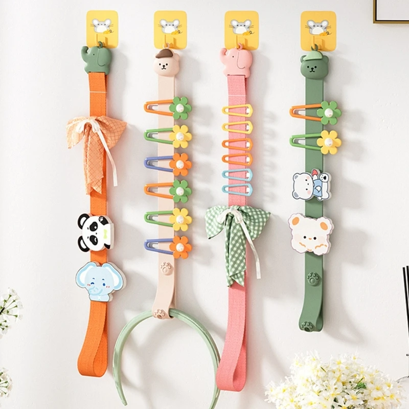 Soporte de pinzas para el pelo de bebé de dibujos animados, pasadores de silicona suave para niños, correa de almacenamiento para la diadema, organizador de horquilla para niñas, accesorios para el cabello