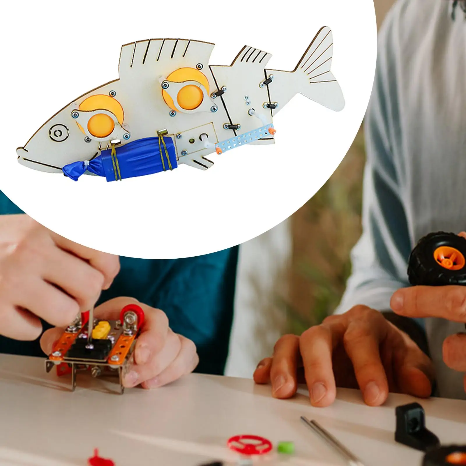 Electric Fish Wooden Montessori 3D Wooden Puzzle for Girls Boys Ages 7+ Kids