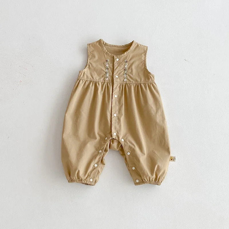 MILANCEL-Conjunto de ropa de otoño para niños pequeños, camisetas interiores de encaje con flores bordadas de 6M-3T + peleles coreanos sueltos para bebés, 2 uds. - imagen 5