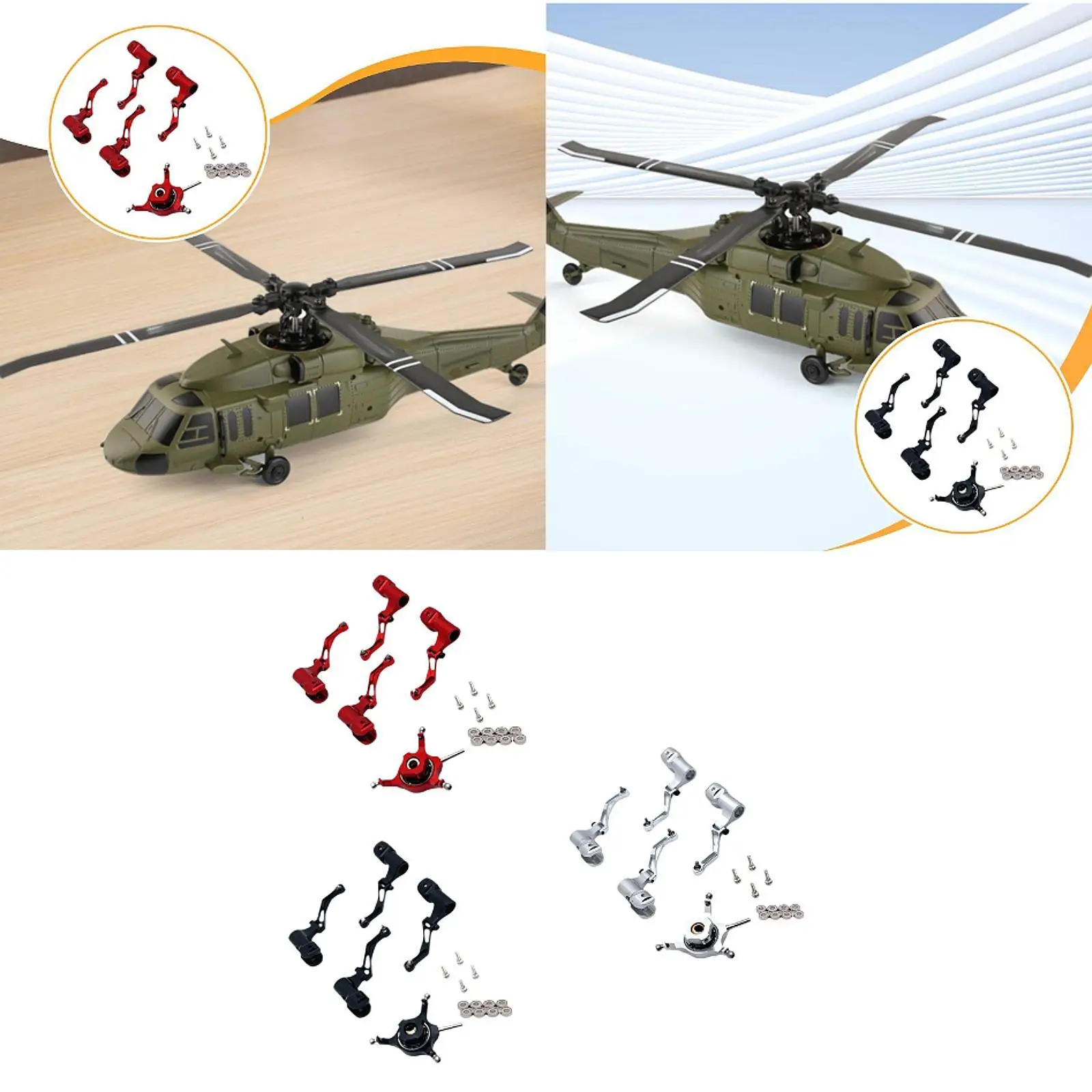 RC Helicopter Swashplate Set Spare Part Aluminum Replacement Sturdy DIY Repairing Leaf Clip RC Aircraft Accessories for K124