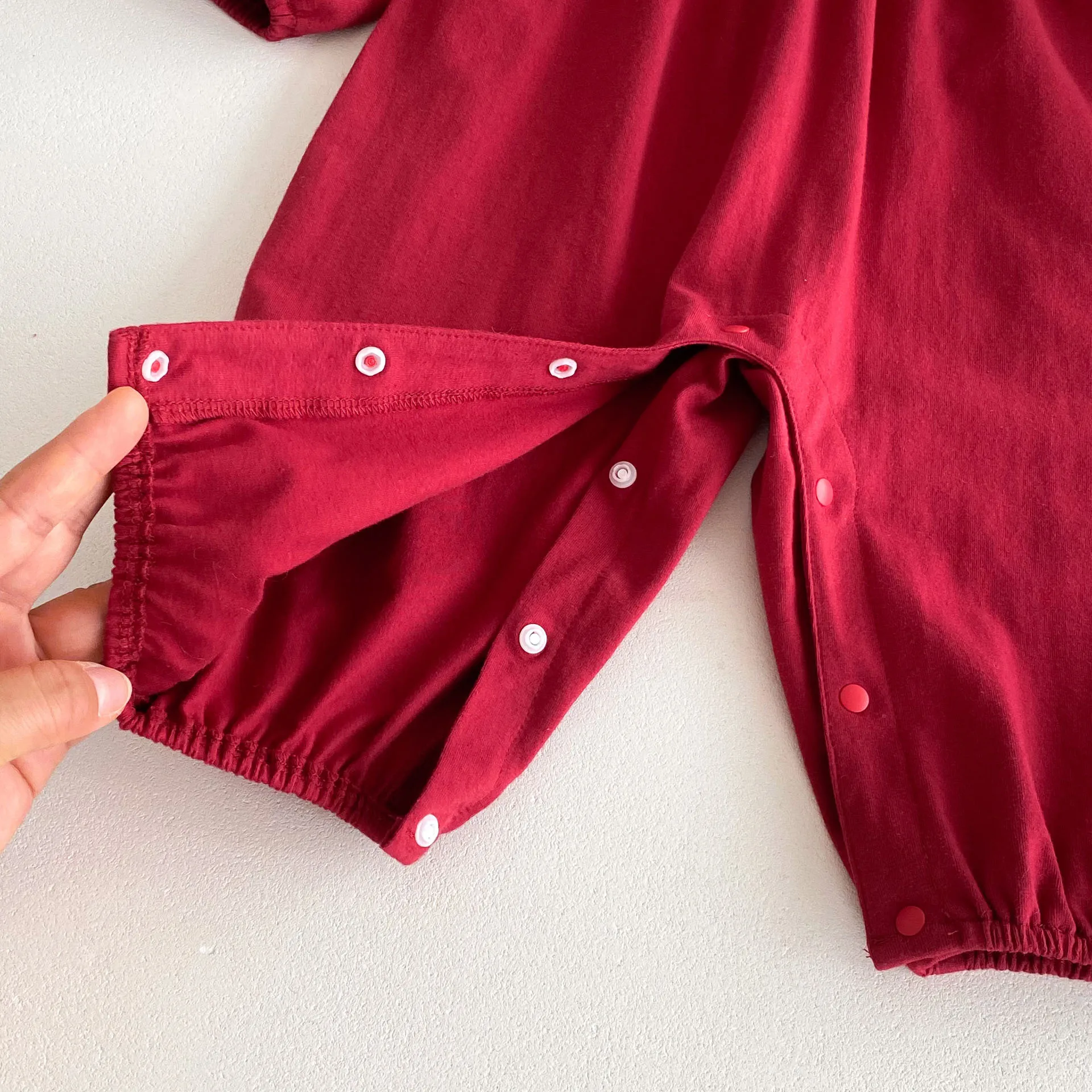 Ropa de Año Nuevo, disfraz de Navidad, pelele para niña pequeña, mono rojo de manga larga de algodón con conejo para bebé - imagen 4