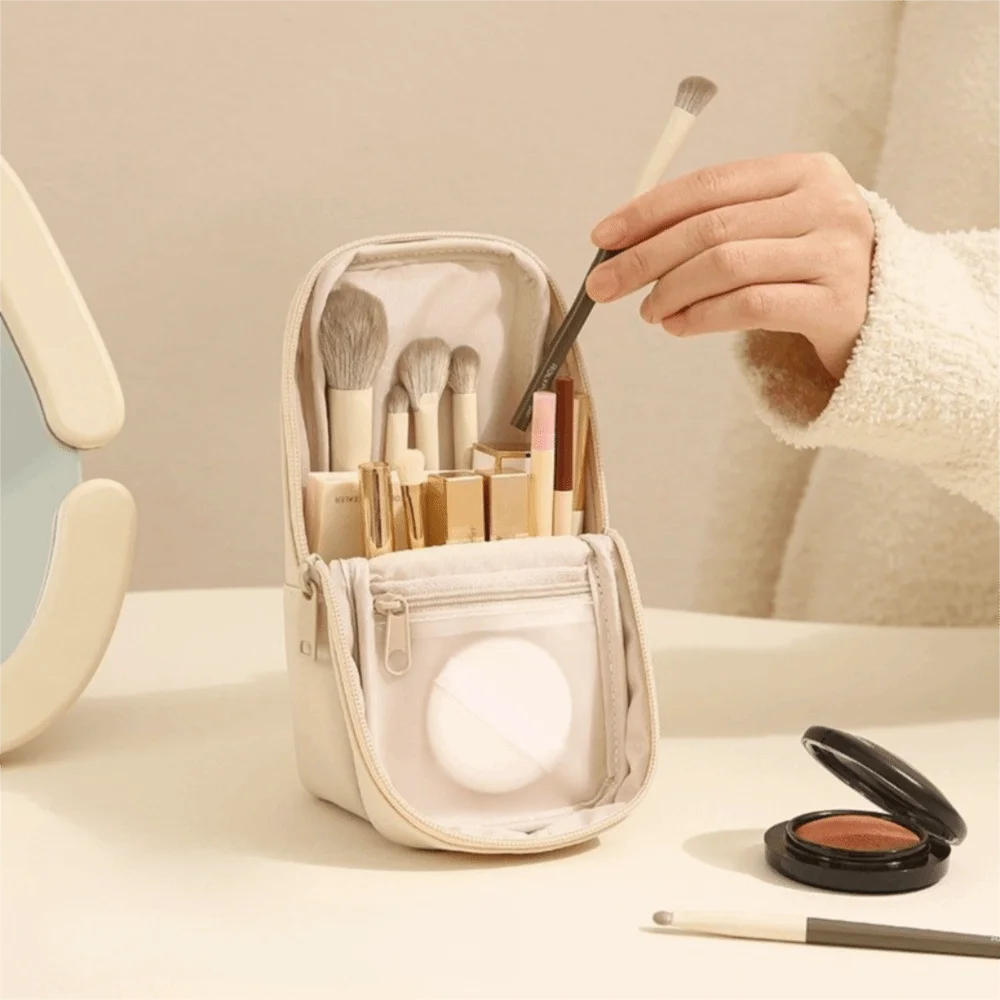 Bolsa de maquillaje impermeable PU con varios bolsillos para viaje - imagen 3