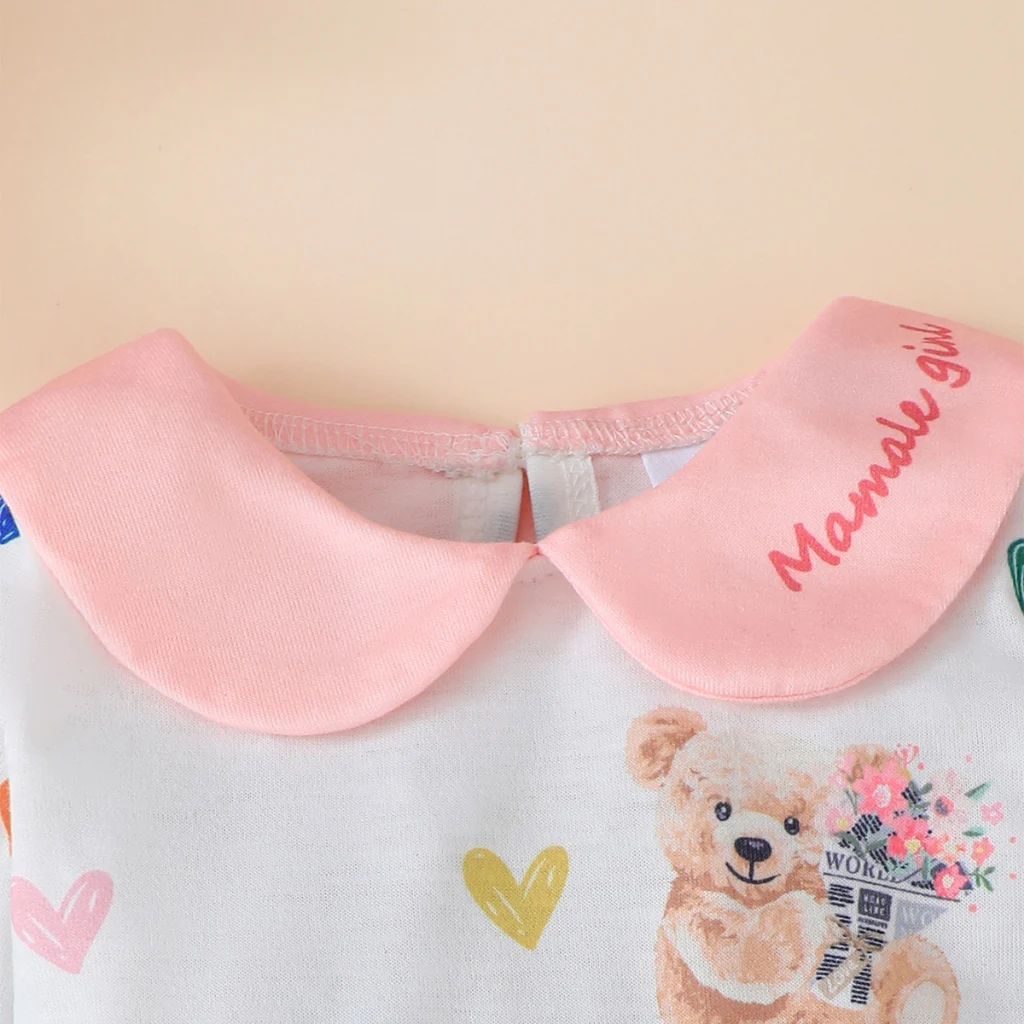 Mono de manga larga para niña recién nacida, pelele con estampado de corazón, sombrero y toalla para el hogar, ropa de otoño para niñas pequeñas de 1 a 18 meses - imagen 3