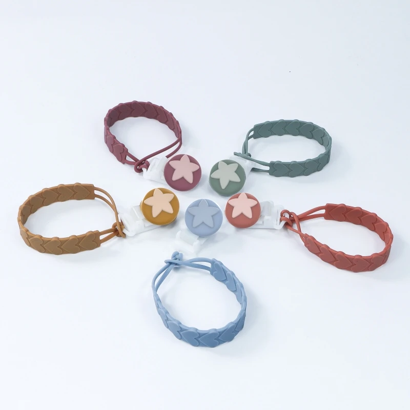 Mordedor para bebé, cadena anticaída de silicona, cadena de chupete integrada, grado alimenticio para bebé, se puede hervir, cadena anticaída para madres e hijos - imagen 5