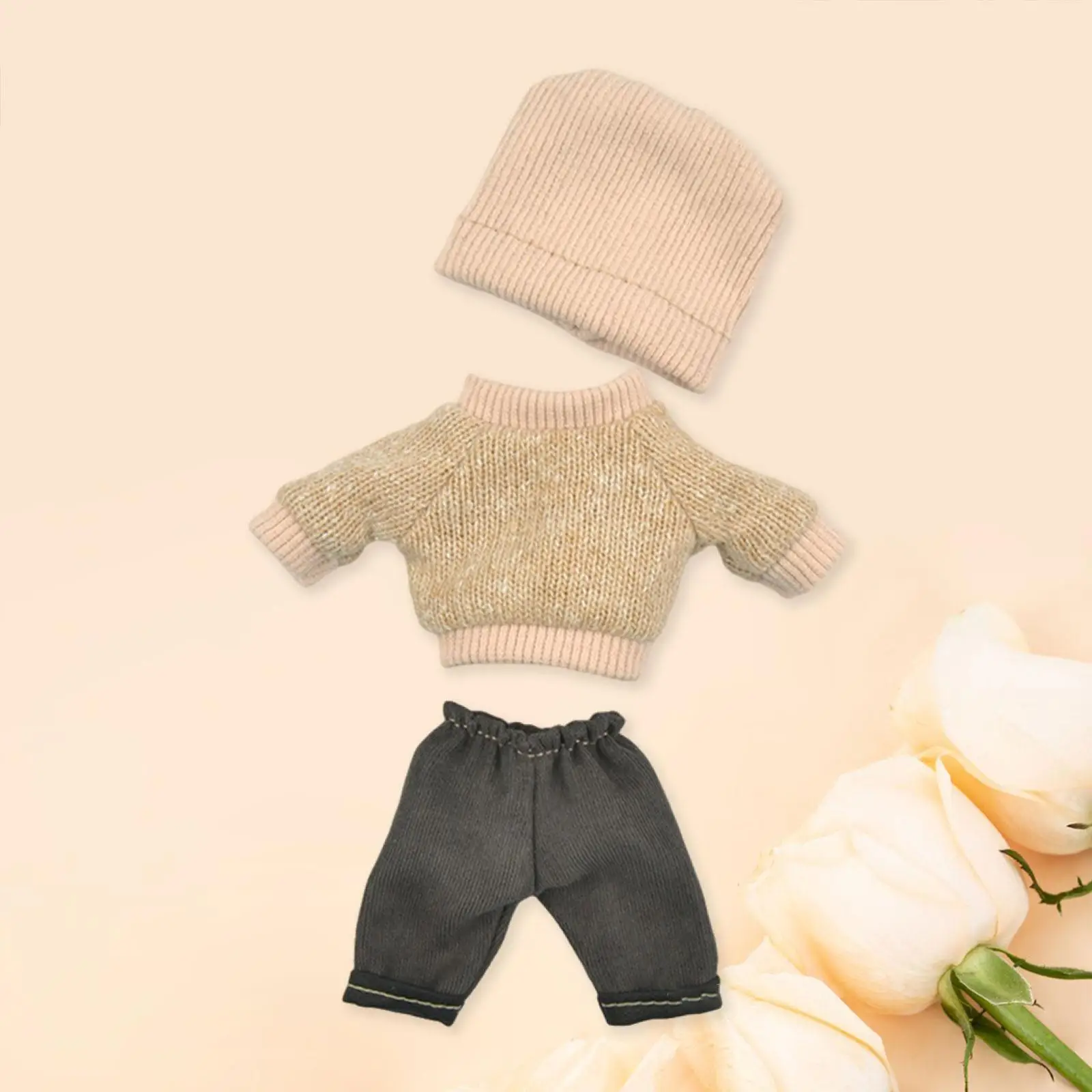 3Pcs Doll Clothes for 16cm Plush Doll Hoodie, Hat and Pants for Girl Dolls