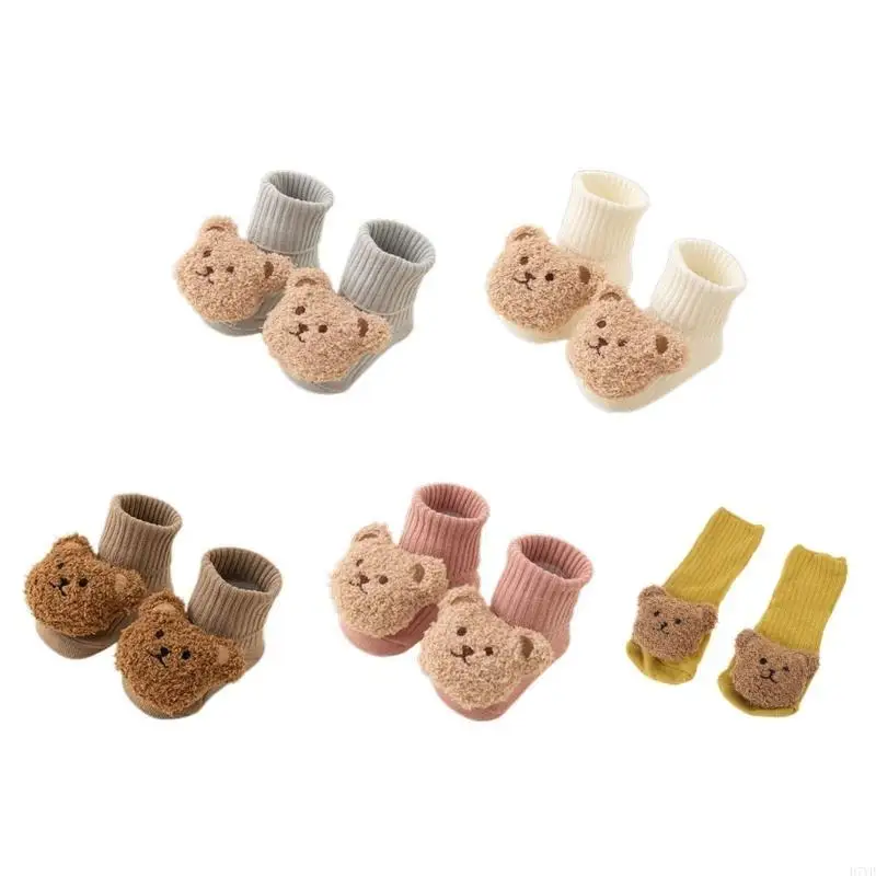 D7YD Calcetines algodón para suelo, puños elásticos transpirables para bebés, niños pequeños que aprenden a caminar - imagen 3