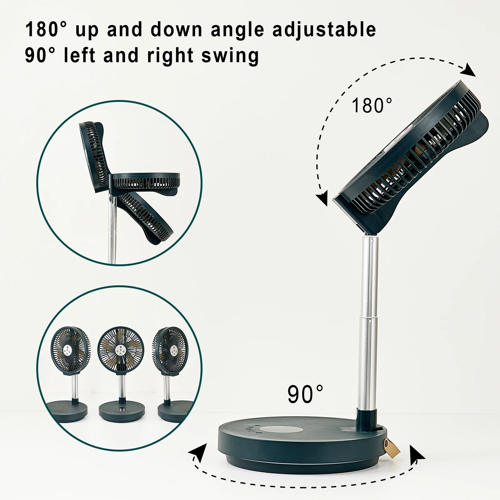 Ventilador de pie portátil con mando a distancia, ventilador de escritorio plegable, aspa de ventilador de 10 pulgadas, ventilador de Pedestal recargable para acampar - imagen 5