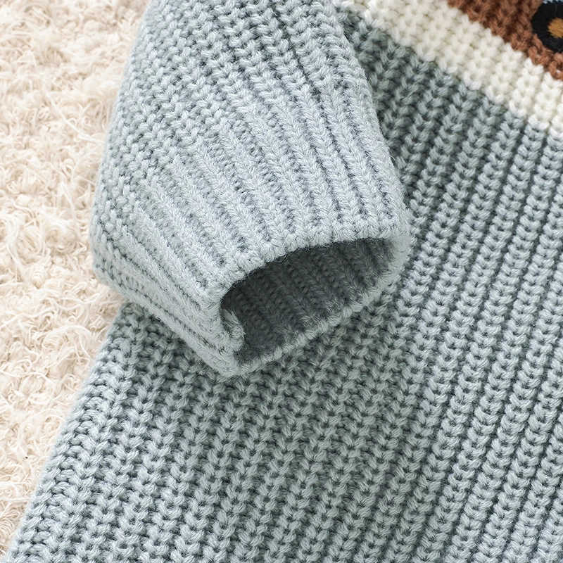 Peleles para bebé, ropa informal de otoño e invierno con cuello redondo y manga larga de punto para recién nacidos, monos para niños y niñas, suéteres infantiles, mono de 0 a 18m - imagen 5