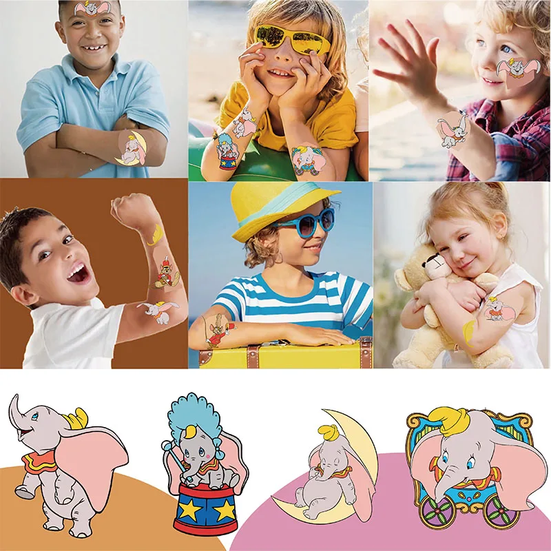 Autocollant de personnage de dessin animé Disney Dumbo, étiquette imperméable, cadeau d'anniversaire pour filles, Art corporel, 6 pièces - imagen 4