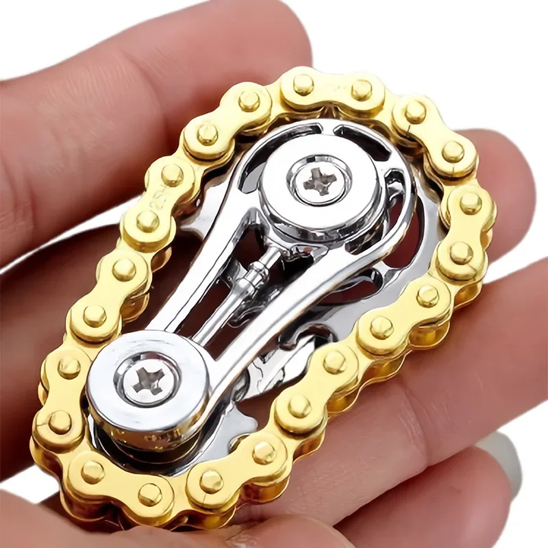 Fidget Spinner piñones volante dedo Gyro antiestrés ansiedad cadenas de bicicleta de Metal EDC Spinner Fidget juguetes para niños adultos