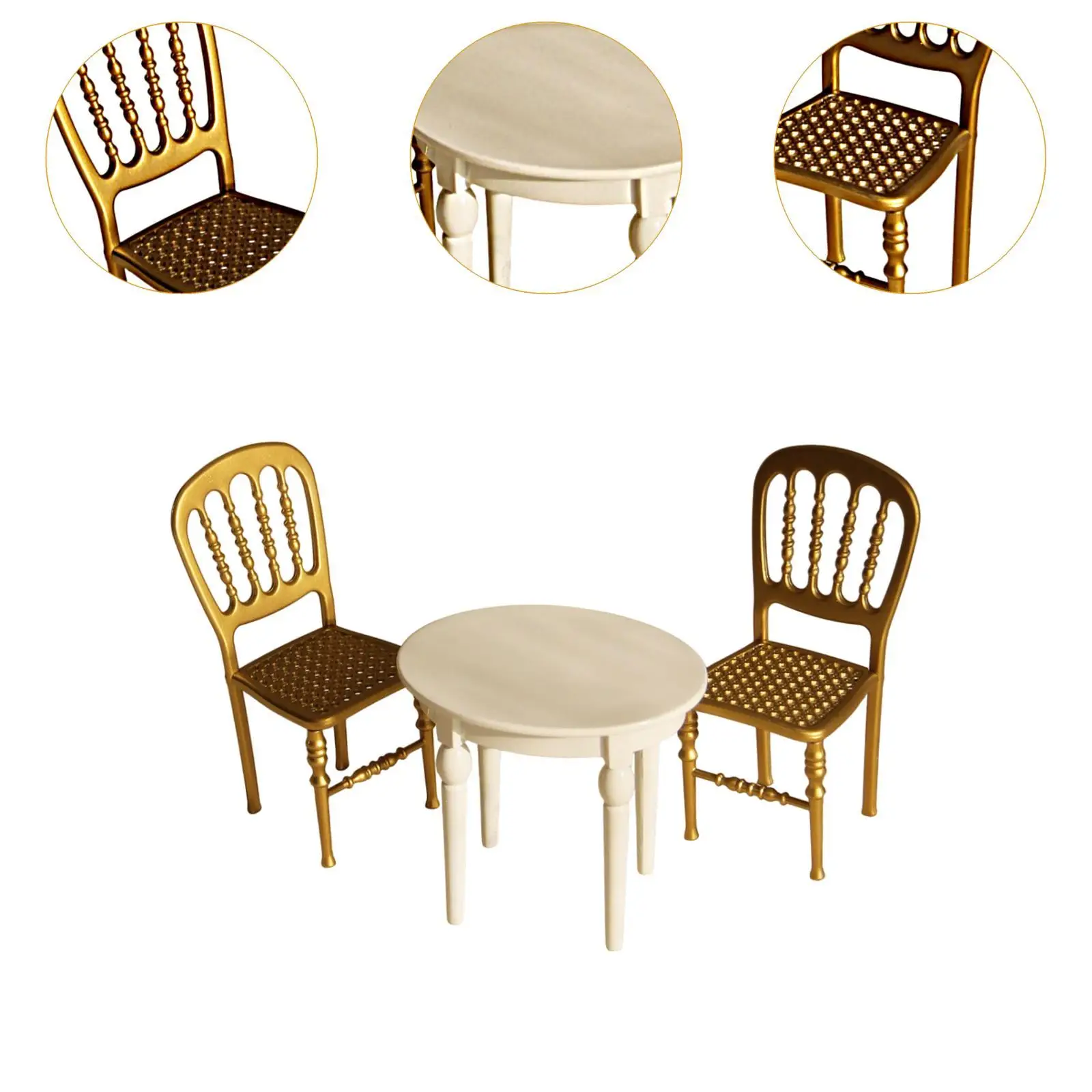 1/12 Dollhouse Miniatures Table Chair Pretend Play Props Simulation Mini Furniture