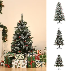 HOMCOM Árbol de Navidad Artificial 180/150/120 cm Base Plegable y Soporte Metálico