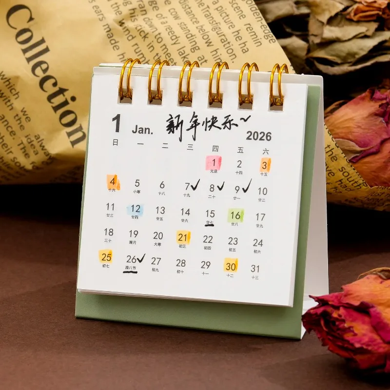 Calendario de escritorio 2026, uso diario, Mini mes decorativo, decoraciones de mesa, calendarios de escritorio de pie delicados, suministros para el hogar y la Oficina - imagen 4