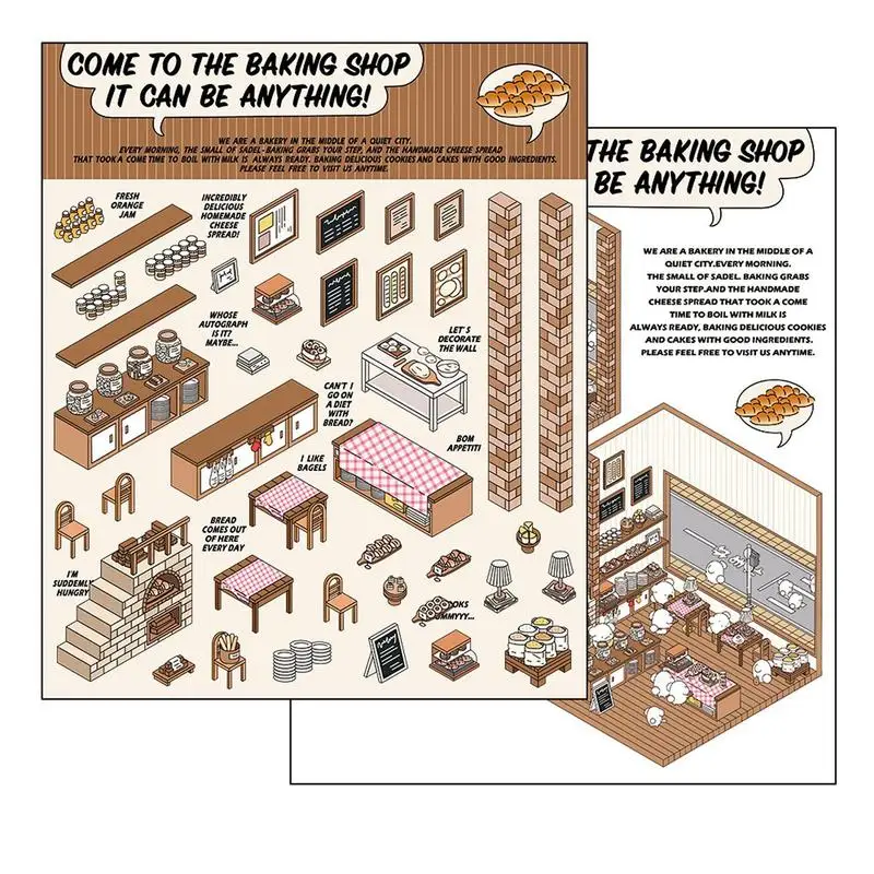 Haga su propia escena pegatinas 3D calcomanías para casas, calcomanías para supermercados, hornear, lavandería, libros familiares, decoración, herramientas diarias reutilizables - imagen 5
