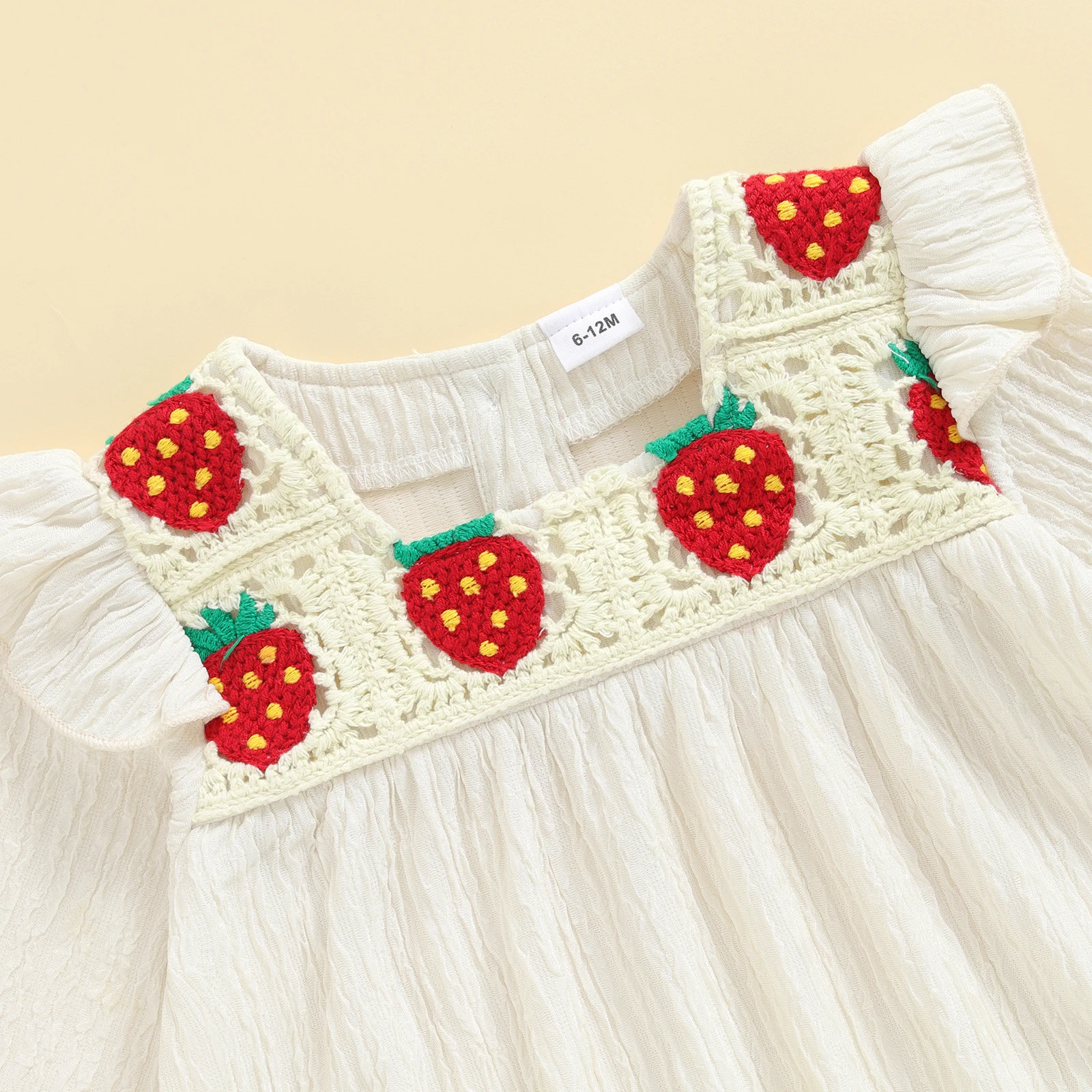 Conjunto de 2 piezas de trajes de otoño para niña con volantes y manga larga con bordado de fresa y pantalones, ropa para niños pequeños - imagen 3