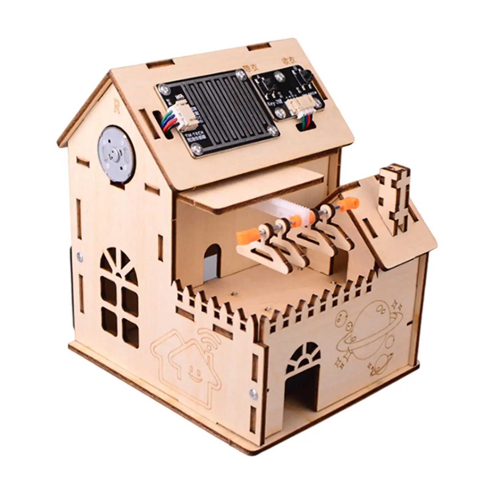 Wooden Smart Home Kit Automatic Light DIY Electronic Kit for School Children