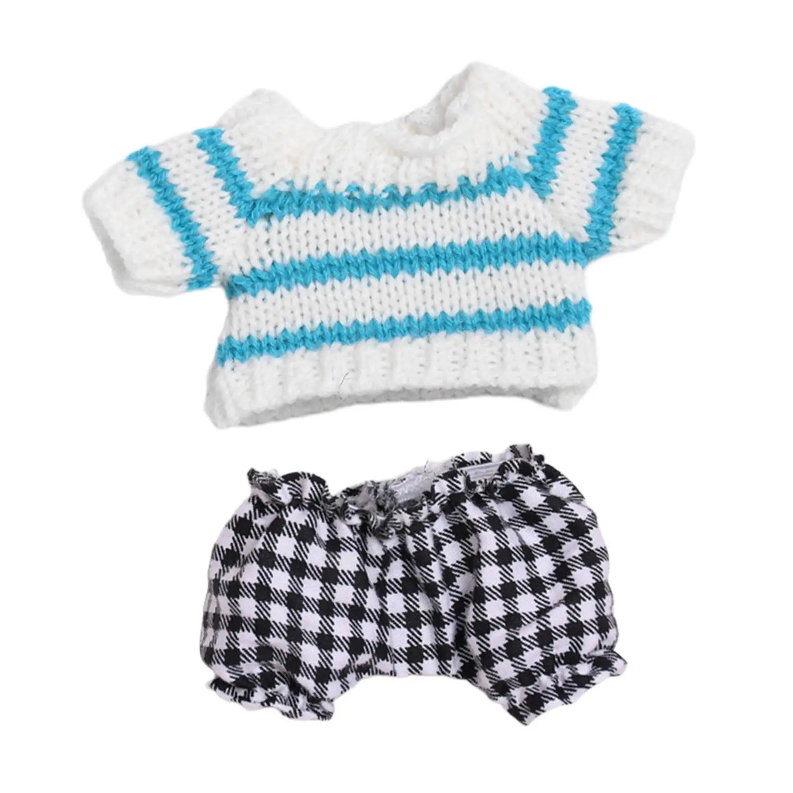 2 Pieces Fashion Dolls Striped Sweater with Pants for 15-17cm Boy Dolls New Year Gifts