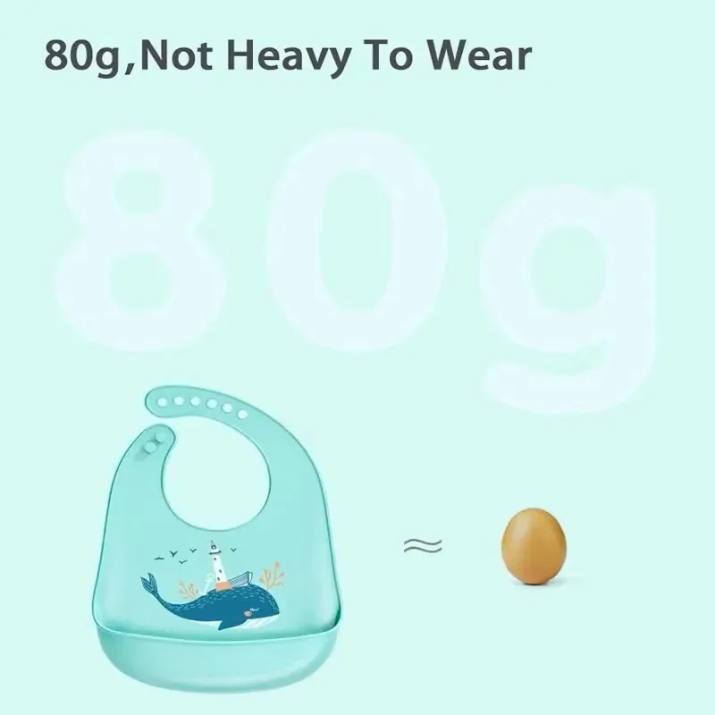 PANGDUBE Baberos de silicona impermeables para bebé, diseño estampado bonito ajustable, babero de alimentación suave a prueba de fugas, sin BPA para niños y niñas - imagen 5