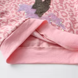 DXTON Sudadera con lentejuelas y estampado de leopardo rosa para niñas