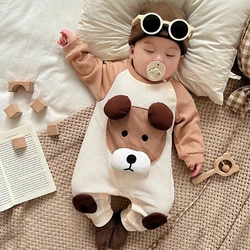 Pelele bebé recién nacido manga larga con oso 3D – talla 0-12 meses