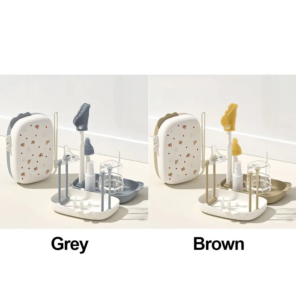 Juego de limpieza de biberones 6 en 1 con caja de almacenamiento, cepillo para biberones de viaje seguro, esponja de silicona, juego de cepillos multifuncionales para biberones - imagen 5