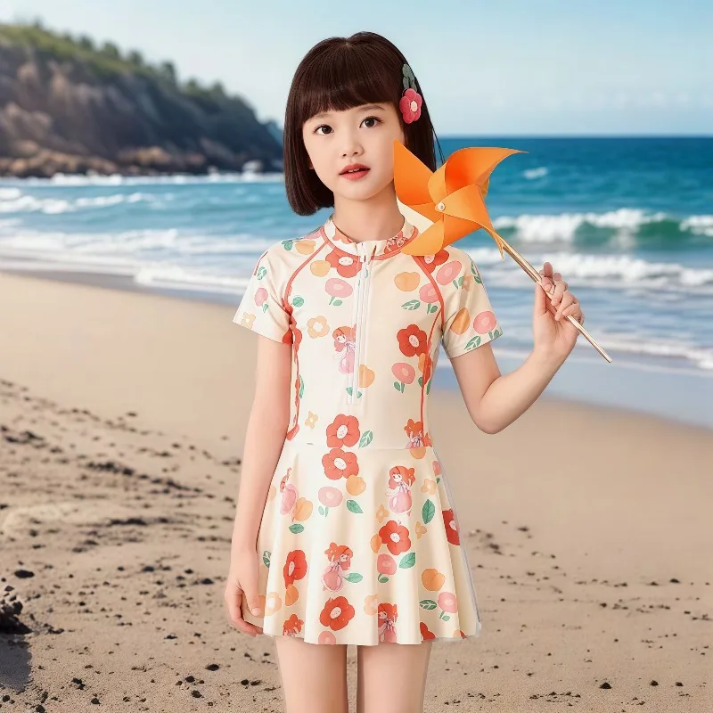 2025 Nuevo traje de baño de una pieza para niñas grandes y niños pequeños: elegante traje de baño con protección UV de secado rápido, perfecto para la playa y la piscina - imagen 3