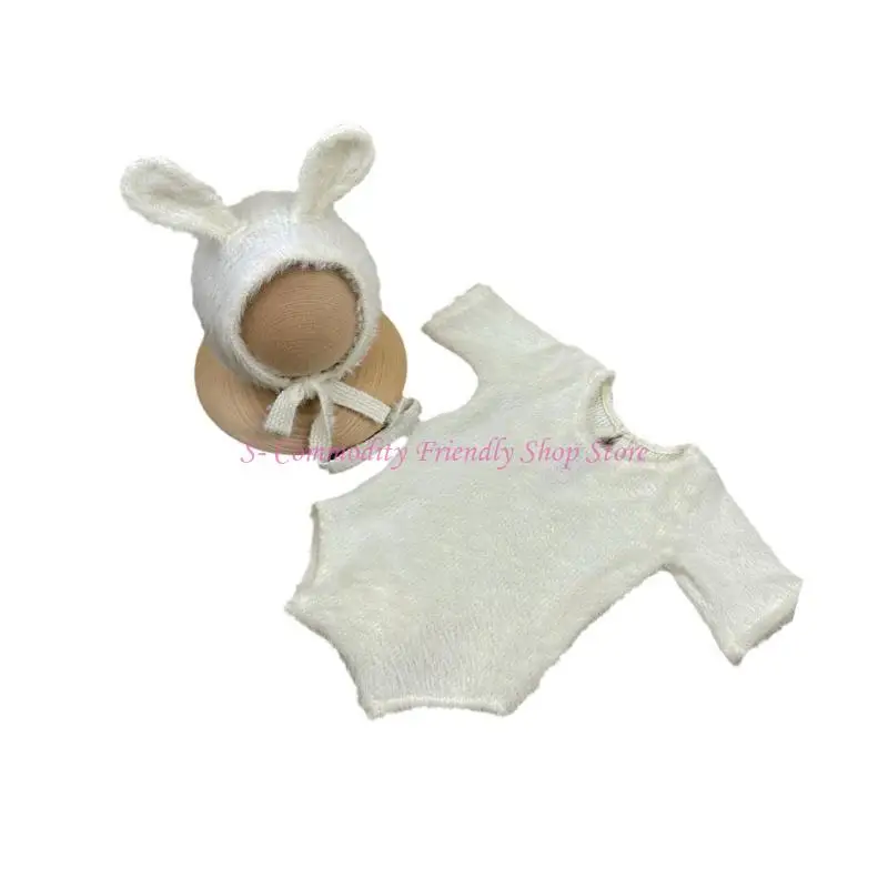 85AE fotografía infantil disfraz conejo mono sombrero conjunto accesorios estudio fotográfico traje foto bebé regalo - imagen 5