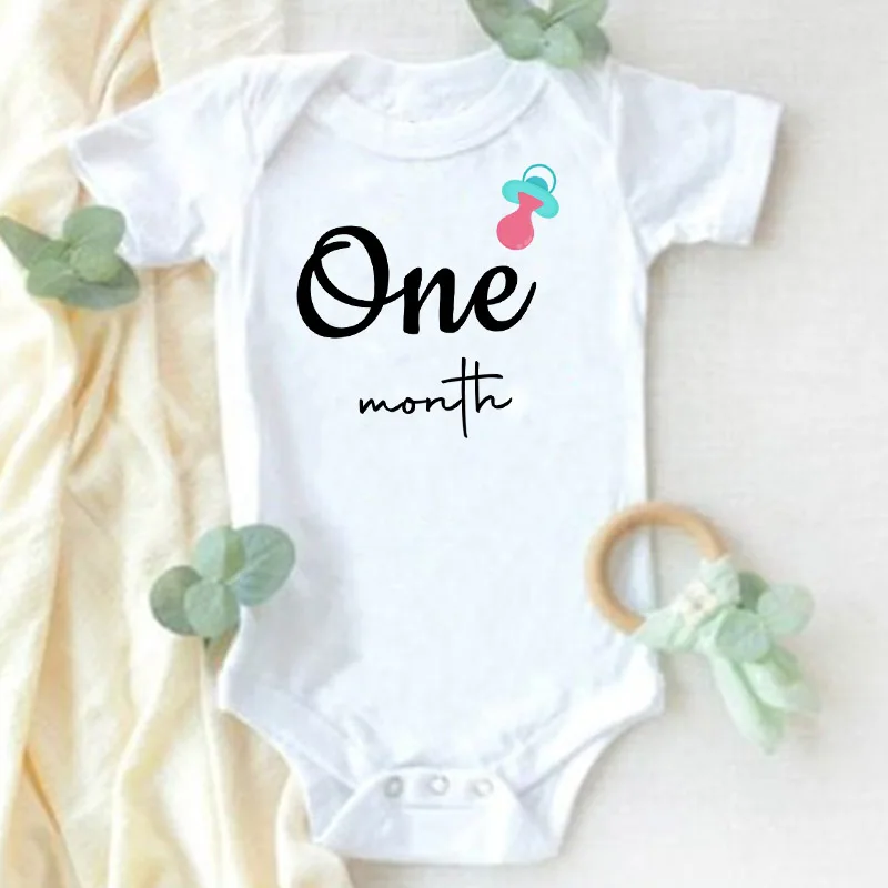 Monthly Milestone Baby Grow Bodysuit  Girls 1-12 Months Baby Shower Gift Month Pictures Monthly Jumpsuit Clothes Infant Romper - imagen 3