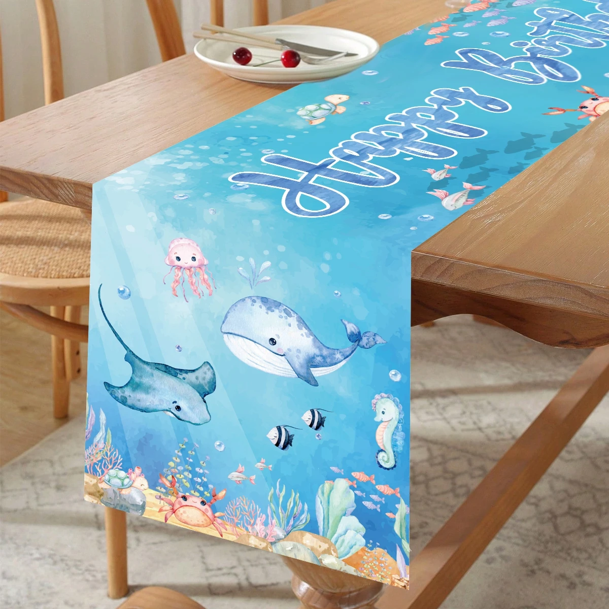 Camino de mesa animales marinos para fiestas infantiles y cumpleaños - imagen 4