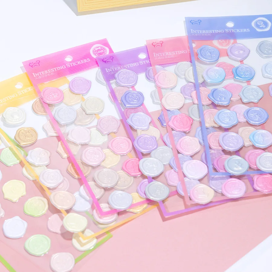 Pegatinas de sello de cera para álbum de recortes, decoración de diario, planificador, papelería coreana, etiquetas de sellado de sobre, 1 unidad - imagen 3