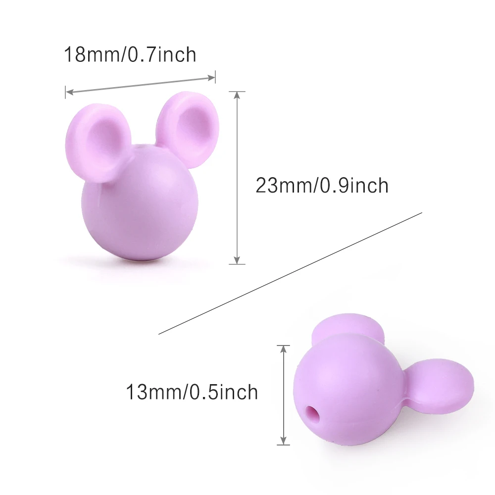 10 Uds. De cuentas de silicona con cabeza de ratón para fabricación de joyas, accesorios de cadena de chupete DIY a granel, dijes para pulsera - imagen 2