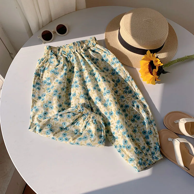 Pantalones antimosquitos de algodón con estampado floral para niñas - imagen 5
