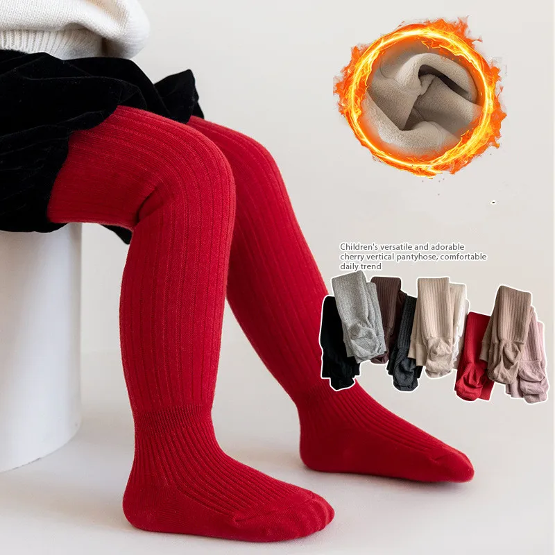 Medias de invierno para niños y niñas, pantimedias gruesas informales de algodón para niñas pequeñas, pantimedias para mantener el calor en la nieve, ajustadas para niños de 0 a 8 años