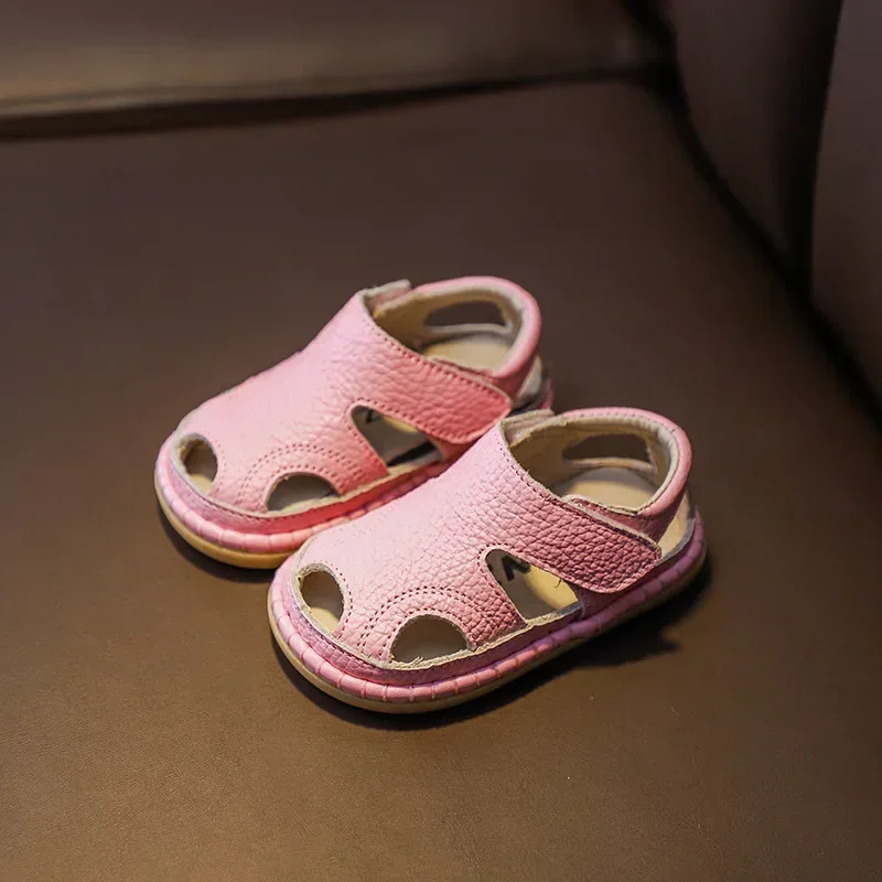 Sandalias de cuero para bebés – Anticolisión y suela suave - imagen 3