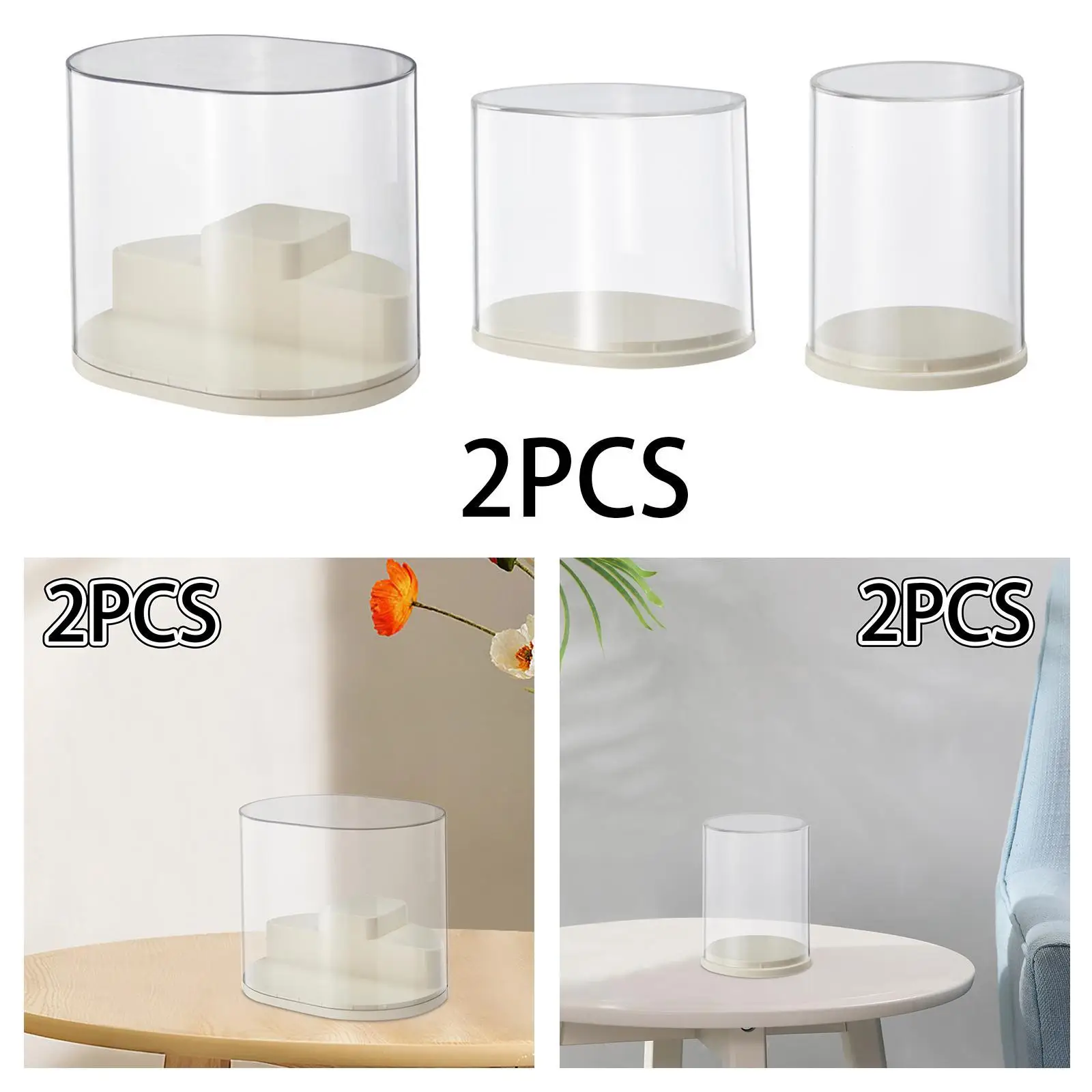 2Pcs Clear Display Case Figures Display Case for Car Perfume Minifigure