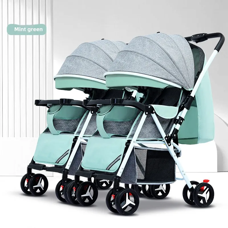 Coche de paseo doble plegable con capota extensible y suspensión - imagen 2