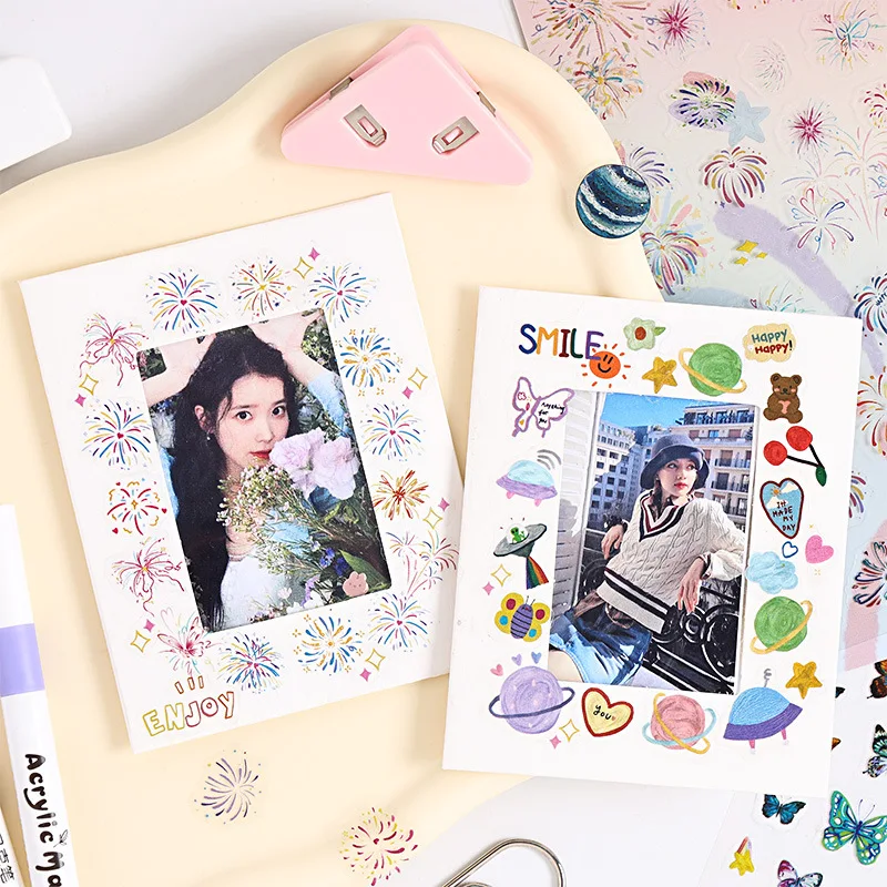 4 sheets Kawaii Cartoon Flat sticker Small label Decorative Diary Album Scrapbooking material Junk Journal Supplies - imagen 4