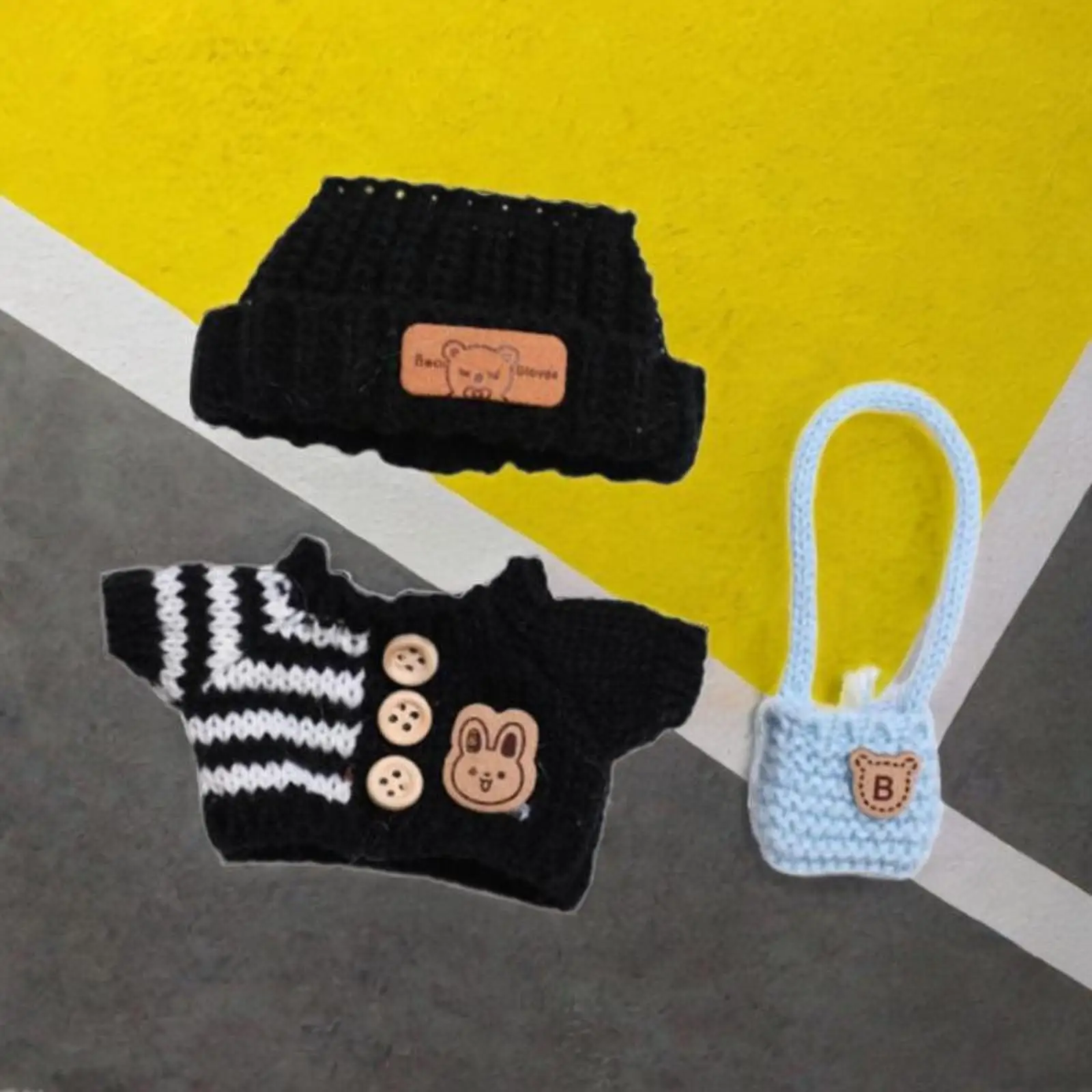 3Pcs Fashion Dolls Sweater and Hat Bag Accessories Handmade Clothing for 15-17cm Dolls Boy Dolls Girl Dolls New Year Gifts