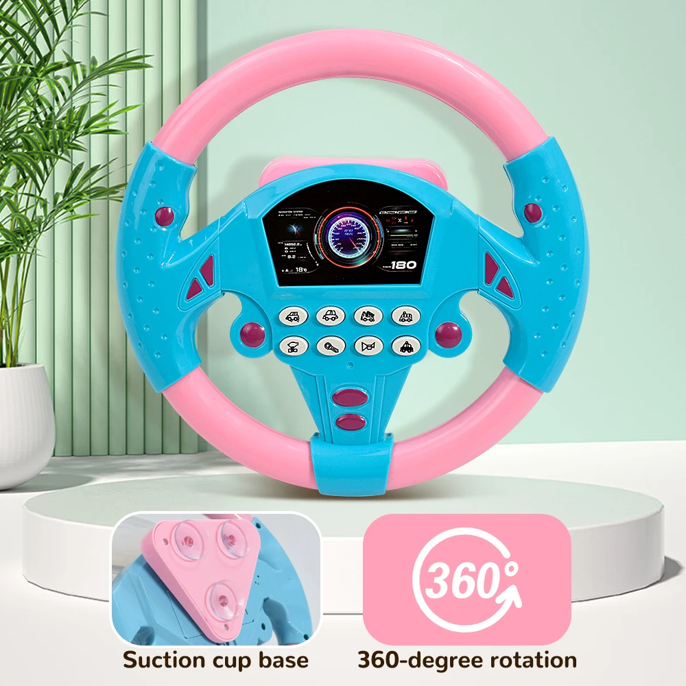 Volante eléctrico de juguete con sonido ligero para bebés y niños, volante de conducción simulado portátil educativo, juguetes vocales - imagen 2