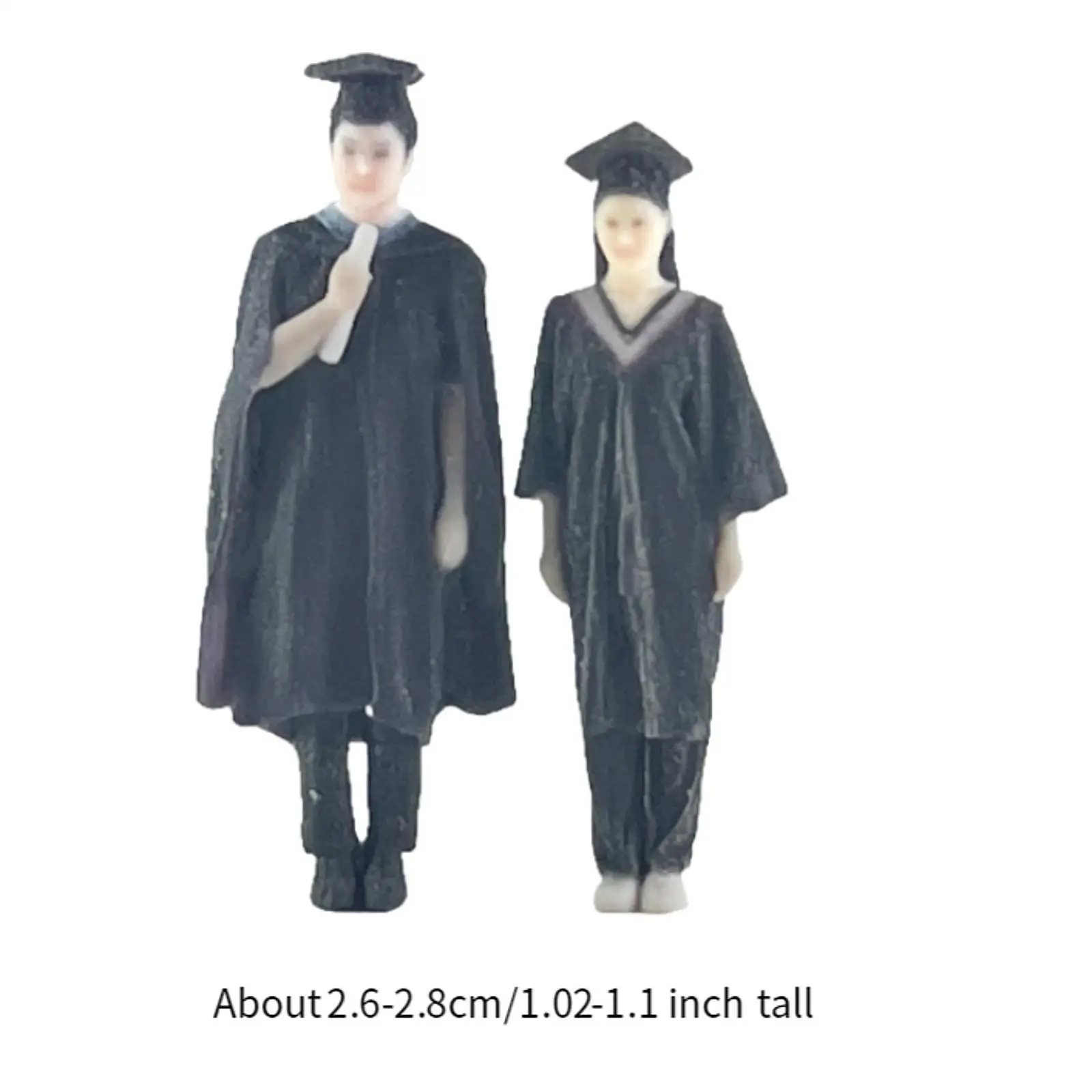 2x 1/64 Scale People Figures Desk Ornament DIY Projects Crafts for Landscape Diorama Scenery Photo Props Dollhouse Countertop