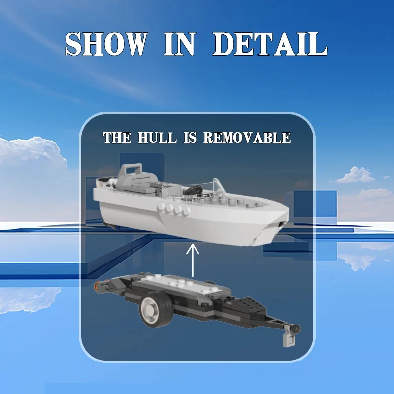 163 Uds. Remolque de bloques de construcción con lancha motora de mar, bloques de modelismo, decoración de escritorio, juguetes educativos DIY para niños, regalos de vacaciones - imagen 4