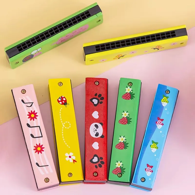 ZYF Armónica de madera estilo dibujos animados coloreada para niños - imagen 3