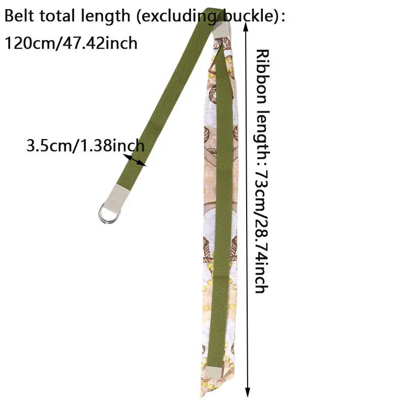 Bufanda de retales de lona, cinturón de cintura con hebilla de doble bucle, cinturón personalizado para mujer, cinturón decorativo para pantalones a la moda y versátil - imagen 4